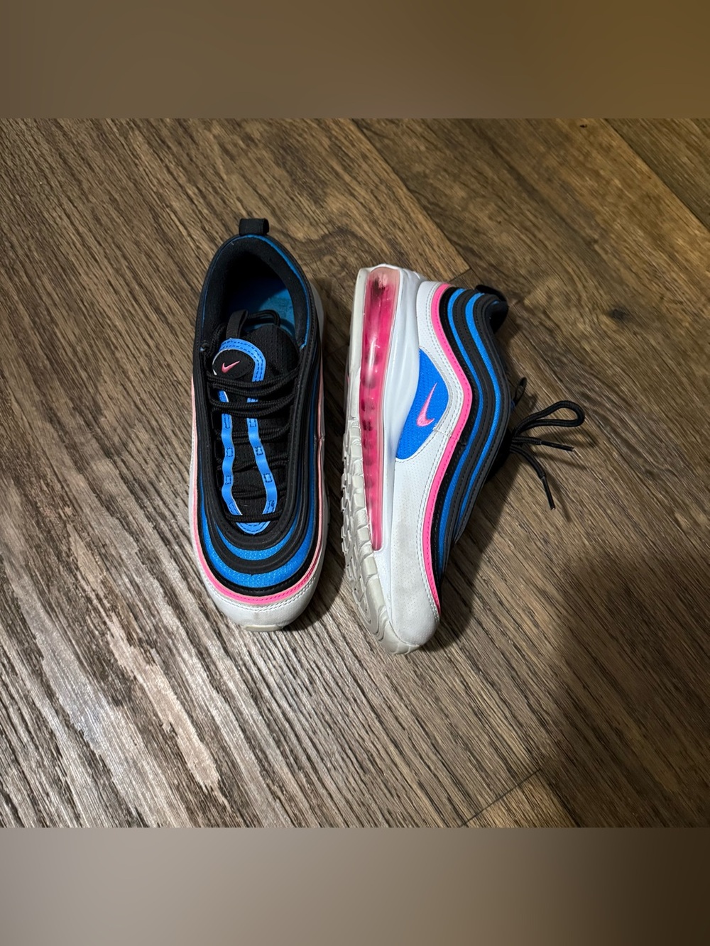 Nike  Air Max 97  Style Sneakers - Black, Blue, White & Pink Size 6 Women